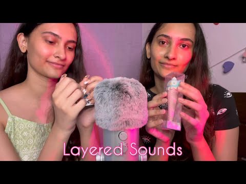 ASMR Super Tingly Layered Triggers for Sleep | ASMR with my TWIN (tried for the first time)