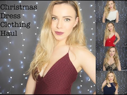 ASMR Christmas Night Out Dresses Try On (Clothing Haul)