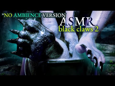 ASMR black claws on feet, black foam, water, sponge (WITHOUT ambience)