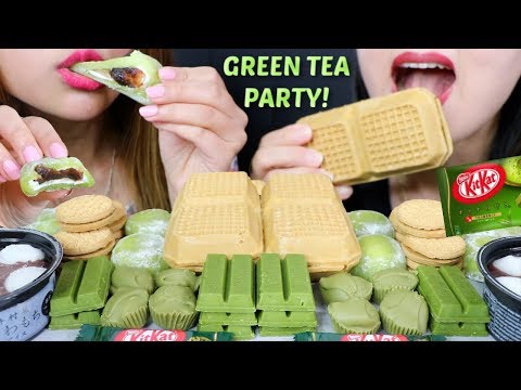 ASMR GREEN TEA PARTY! (Ice Cream, Mochi, Chocolates) 녹차 리얼사운드 먹방 抹茶 | Kim&Liz ASMR