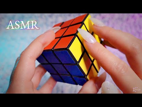 ASMR Rubik's cube textured stickers scratching, solving