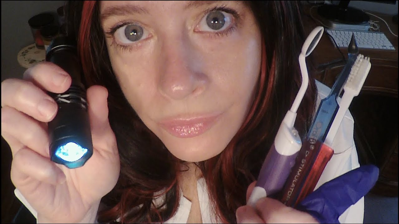 ASMR Dentist Cleans Your Teeth.  Gum Chewing, Whispers, Personal Attention