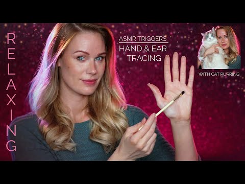 ASMR | HAND TRACING & EAR BRUSHING |  Whispers and Relaxing Cat Purring Sounds (sponsored by Raycon)