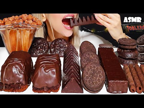 MUKBANG | ASMR | MINI-CAKE, CHOCOLATE BALLS and MILK, TOBLERONE, OREO| Chocolate Desserts Party 먹방