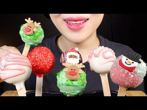 ASMR Christmas Cake Pops | Merry Christmas! | Eating Sounds Mukbang