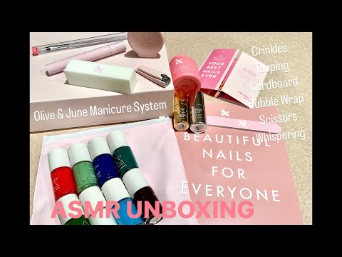 💅🏻ASMR Unboxing Olive & June Nail Polish & Manicure System | Tapping, Crinkles, Bubble Wrap 💅🏻