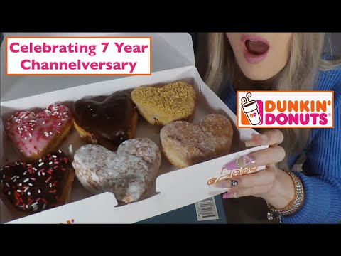 ASMR HUGE Dunkin Donuts Mukbang | 7 Year Channelversary | Whispered #asmr #mukbang #donuts