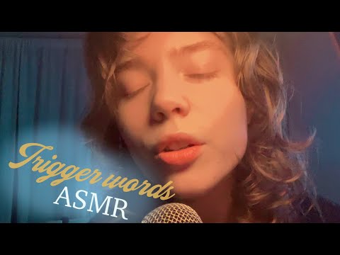 ASMR ⭐️ trigger words ⭐️close-up soft whispering & rain sounds for falling asleep