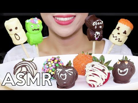ASMR CHOCOLATE COVERED STRAWBERRY&MARSHMALLOW *HAPPY HALLOWEEN* 딸기&마시멜로우 초콜릿퐁듀 Eating Sounds