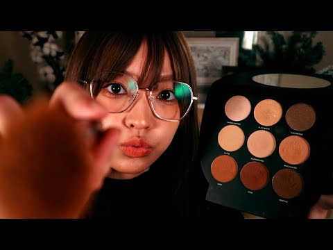 👓 ASMR Doing Your Preppy Schoolgirl Makeup (layered sounds, whispers, personal attention)