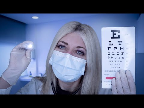 ASMR Eye Exam, Medical Exam and Focus Correction Treatment by Two Doctors - Light Triggers, Gloves