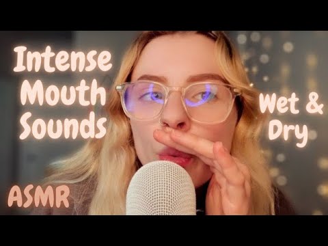 ASMR | INTENSE WET & DRY MOUTH SOUNDS (inaudible whispering, tongue swirling + clicky trigger words)