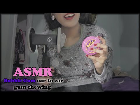ASMR Gum Chewing 🙂 Whispering / Tapping Sounds Ear To Ear 3DIO BINAURAL 💖🍬🍬