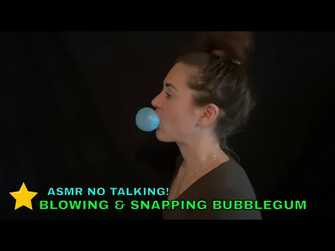 asmr chewing blowing & snapping blue bubble gum | side view - no talking