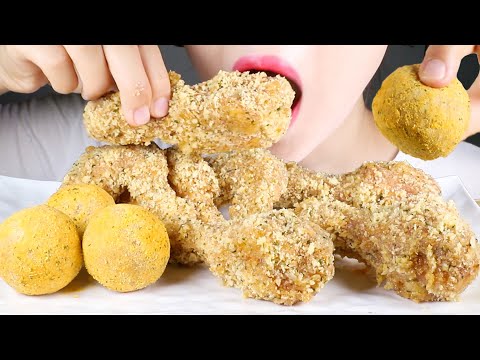 ASMR Garlic Butter Fried Chicken and Cheese Balls | BHC Magickle Chicken | Eating Sounds Mukbang