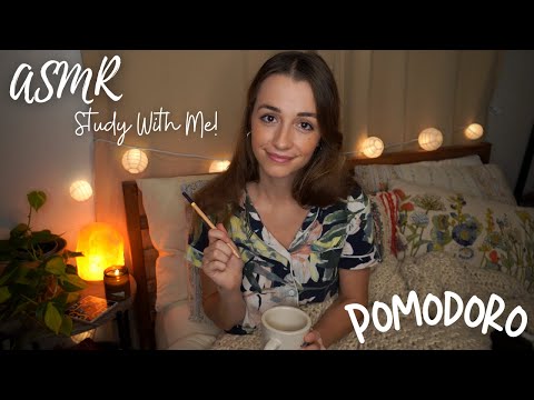 ASMR | Study with Me! • Pomodoro Technique (Rain, Unintelligible Whispers, Book Sounds, Writing)