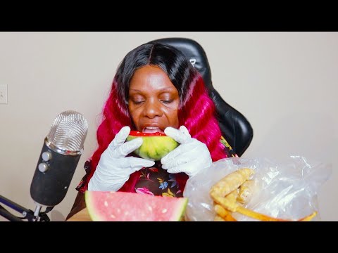 Spicy Juicy Corn Crab Watermelon ASMR Eating Sounds