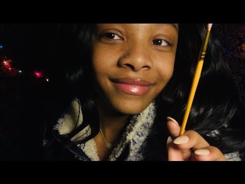 ASMR tracing on your face w/ inaudible whispering + mouth sounds + personal attention