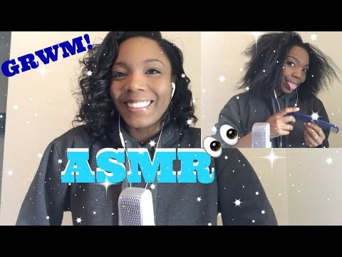 ASMR GRWM Whispering | Hair Curling and Hair Combing Sounds | Chilling With Yall!