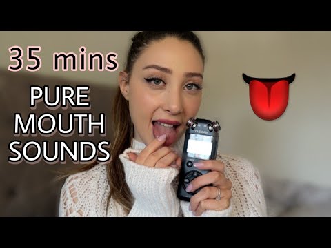 ASMR TONGUE FLUTTERS AND PURE MOUTH SOUNDS WITH A CHEWING GUM FOR 35 MINUTES 👅
