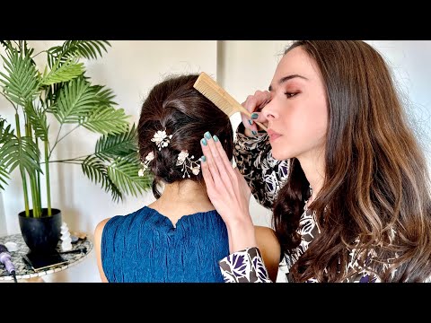 ASMR Perfectionist Hair Styling Role Play - Bridal Updo - Fixing, Hair Brushing, Finishing Touches