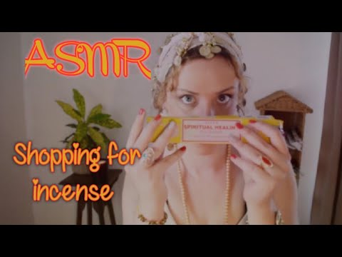 ASMR /👁️shopping for incense at the spiritual shop! ( plucking, tapping,face touching, crinkles)