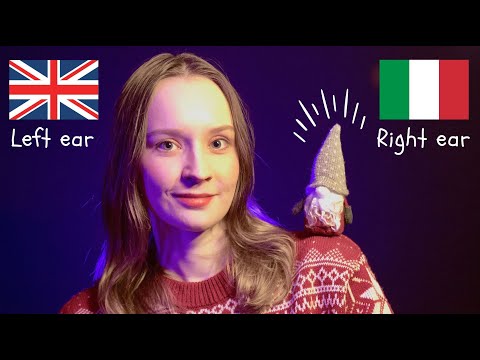 Italian in Right Ear, English in Left ASMR (Whispers, tapping, crinkles, hand movements)