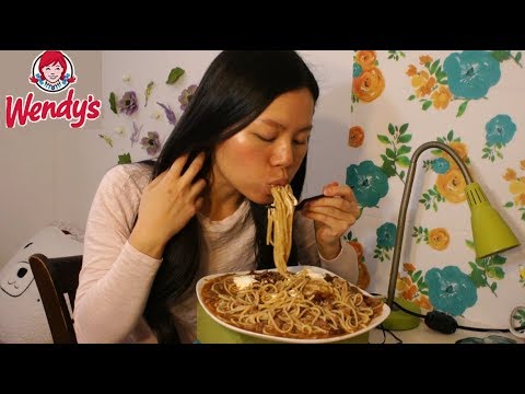 ASMR *NEW* Wendy's Chili Spaghetti BINAURAL EATING SOUNDS!!