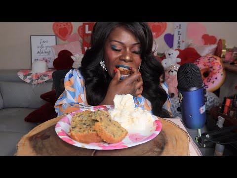 CARROT CAKE LOAF AND ICE CREAM ASMR EATING SOUNDS