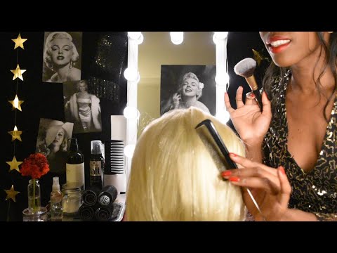 ASMR SUPER TINGLY Hair Styling and Makeup removal💄Brush, Comb, Foam💄VINTAGE Marilyn Monroe Backstage