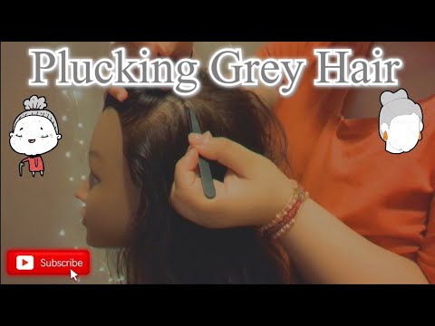 ASMR| Part 2: Plucking grey hair of my mannequin 👩🏻‍🦳🤍 ( Guarantee relaxation & 💤 ) Gum Chewing