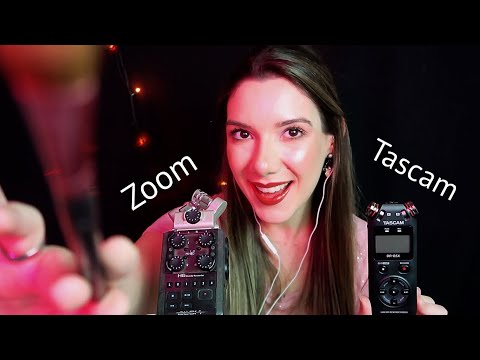 ASMR: TASCAM x ZOOM 🥊 DUELO DE GATILHOS | SUSSURROS x PINCEL + MOUTH SOUNDS x INAUDIVEL x TAPPING