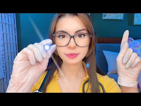 ASMR FAST & Aggressive Nurse Exam In Bed Medical Exam Cranial Nerve, Eye, Ear, Personal Attention
