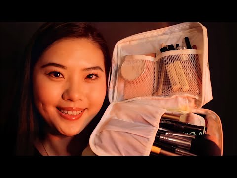 ASMR💄Whispered What's In My Travel Make up Bag? ~Lots of Tapping