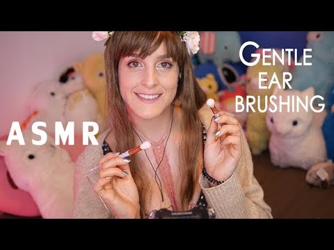 ASMR  - Gentle ear brushing + wet mouth sounds