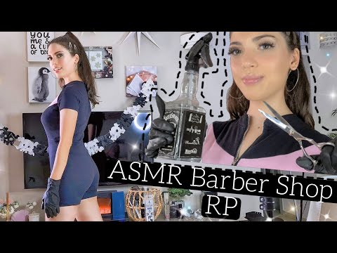 ASMR BARBER SHOP Shave & Hair Cut ROLEPLAY (Gum Chewing, Personal Attention & Gloves )