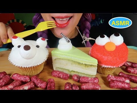 ASMR 컵케이크, 조각케이크 먹방| CUPCAKE AND GREENTEA CAKE SLICE |CURIE. ASMR
