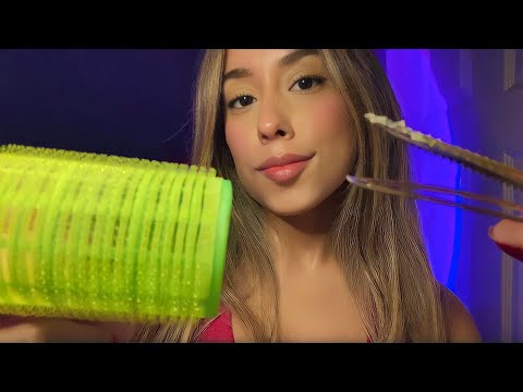 ASMR Rolling Your Hair (Personal Attention) No Talking Tongue Clicking, Gum chewing