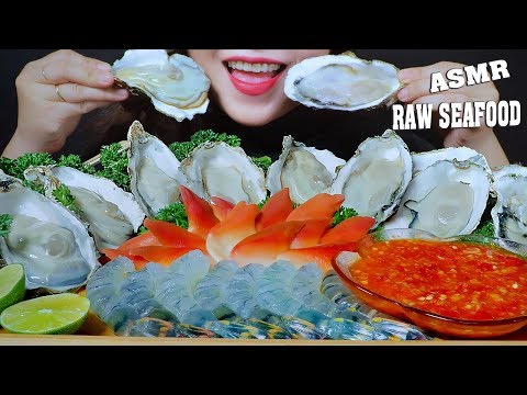 ASMR MOST POPULAR RAW SEAFOOD PART 07 (MIYAGI OYSTER,RED CLAM,RAW SHRIMPS) EATING SOUND | LINH-ASMR