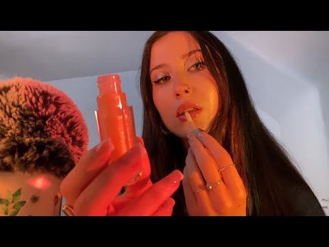 asmr | lipgloss application & plumping | wet mouth sounds