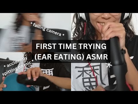 FIRST TIME TRYING ASMR (ear eating and more). Warning : MESS