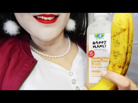 ASMR Eating Sounds  Banana & Drinking Vegan Mango Juice