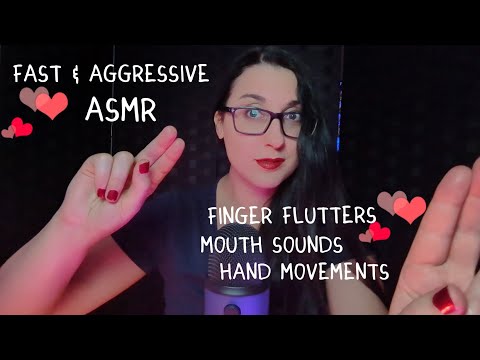 ASMR Finger Fluttering, Mouth Sounds, Whispers (fast and aggressive)