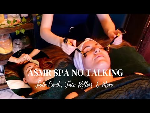 ASMR SPA Facial To Help You Sleep | Jade Comb, Face Rollers,Scalp & Gentle Lymph Massage, No Talking