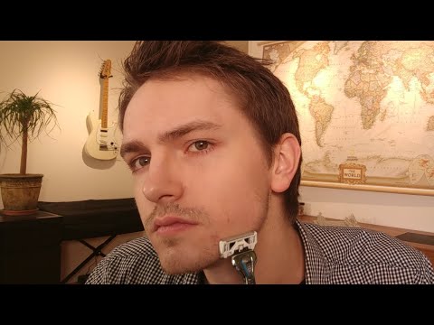 Shaving for the first time with a non-electric razor ASMR