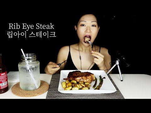 ASMR Rib-Eye Steak 립아이 스테이크 with Saute Potatoes and Asparagus 감자, 아스파라거스