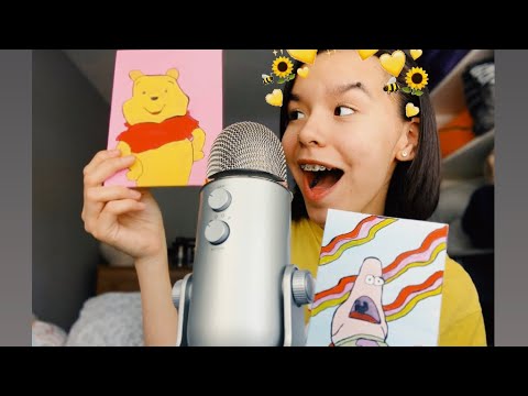 ASMR showing you my art:)🖼🦋 (TAPPING, SCRATCHING,SHORT NAILS)