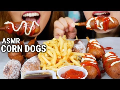 ASMR CORN DOGS and FRIES (CRUNCHY EATING SOUNDS) | Kim&Liz ASMR