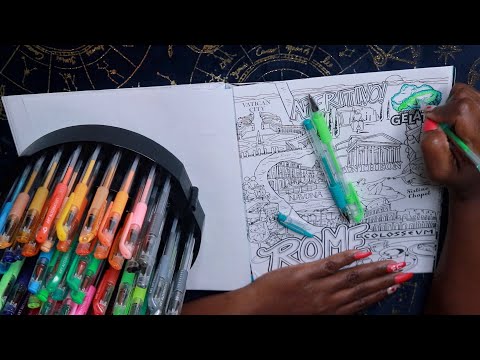 Coloring ROME with GEL PENS ASMR Chewing Gum