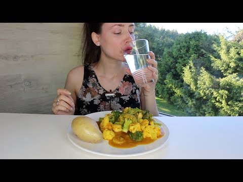 ASMR Whisper Eating Sounds | Vegetable Wok, Potato & Curry Sauce